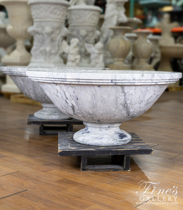 Marble Planters  - Modern Planter Pair In Arabascato Marble - MP-518